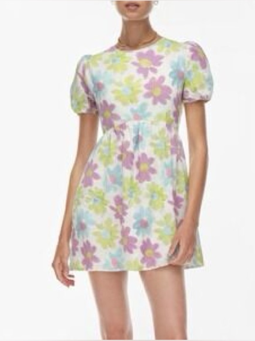 Sunday Best Aritzia Saida Pastel Floral Criss Cross Back Linen Blend Dress - Picture 2 of 10